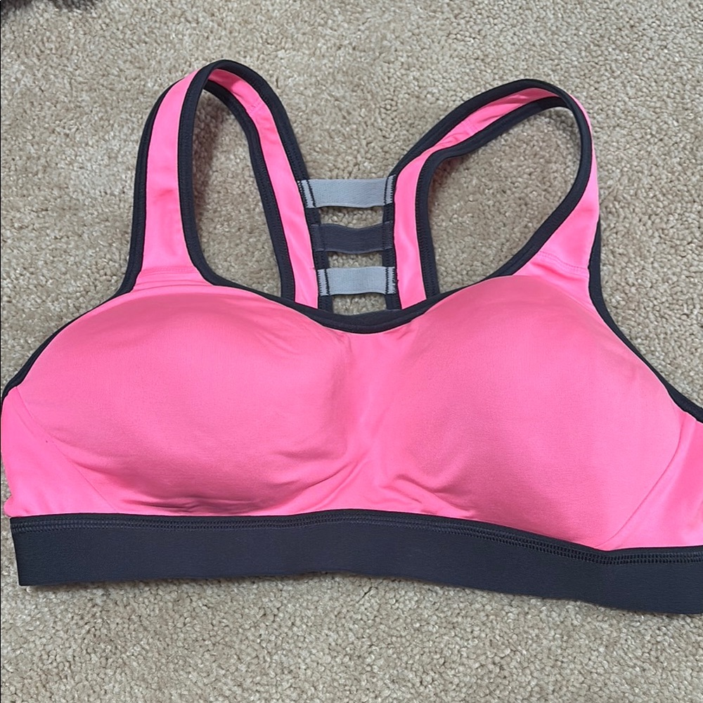 Women's High-Impact Pink Sports Bra with Contrast Trim